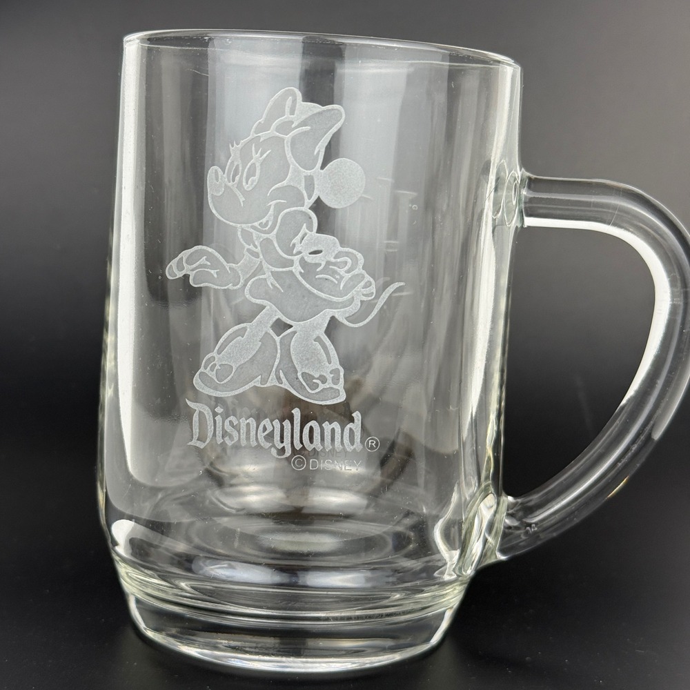 Vintage Disneyland Minnie Mouse HILDA Personalized Etched Glass Mug Souvenir